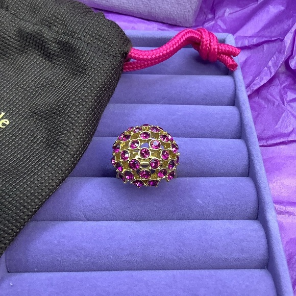 Kate Spade Fuchsia Crystal Ring Size 7 - Picture 2 of 5